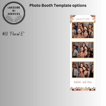 Photo booth template with floral design and three photo slots.