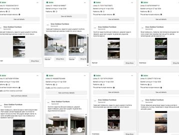 Social media posts showcasing outdoor furniture collections from a brand named Saelia.