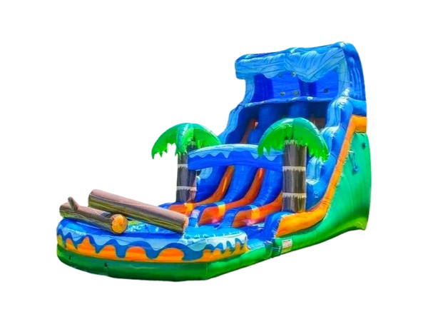 Jungle themed waterslide dual lane
