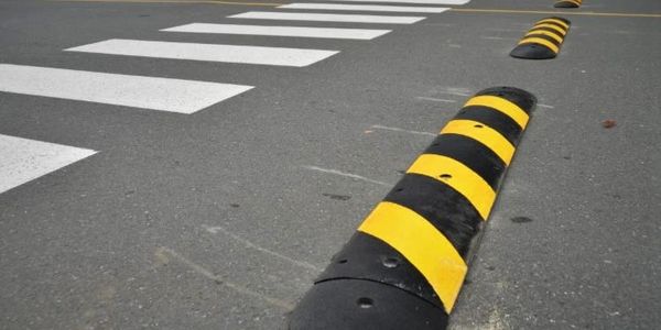 Speed bump, wheel stop, crosswalk. Black and White Line Painting, Black & White Fine Line Painting.