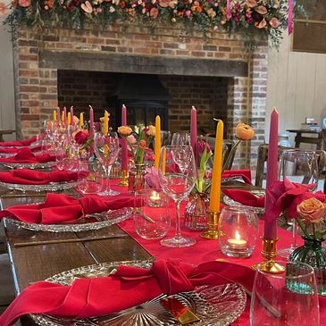 Colourful wedding/event table decor