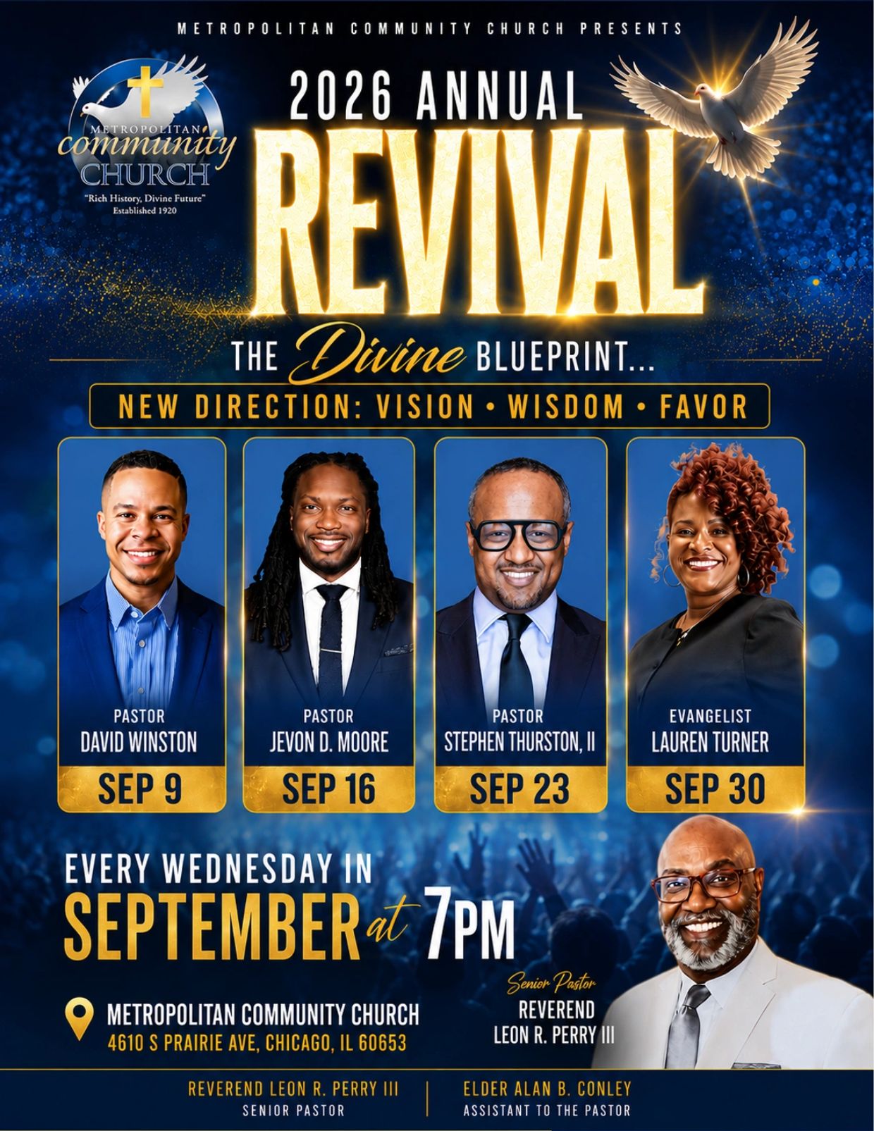 2026 Annual Revival at Metropolitan Community Church every Wednesday in September at 7 PM.
