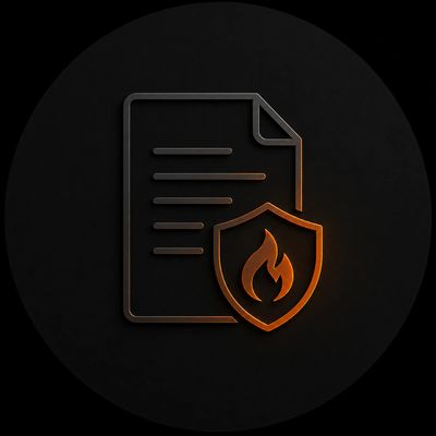 Document with a flame shield icon in dark theme.