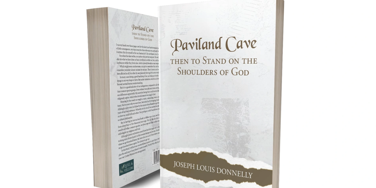 Book titled 'Paviland Cave: Then to Stand on the Shoulders of God' by Joseph Louis Donnelly.