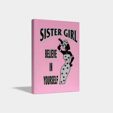 Pink book cover with empowering message and vintage woman illustration.
