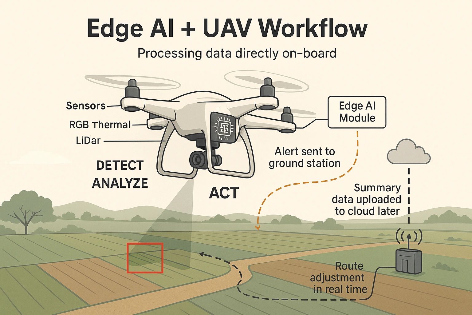 Edge AI + UAV for On-Site Decision Making: Processing Data Direct