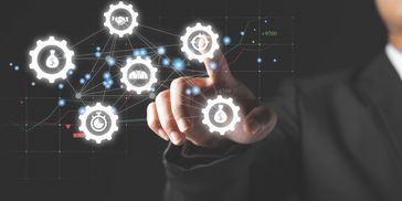Interacting with digital interface, symbolizing seamless integration of business workflows.