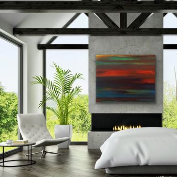Tropical sunset painting