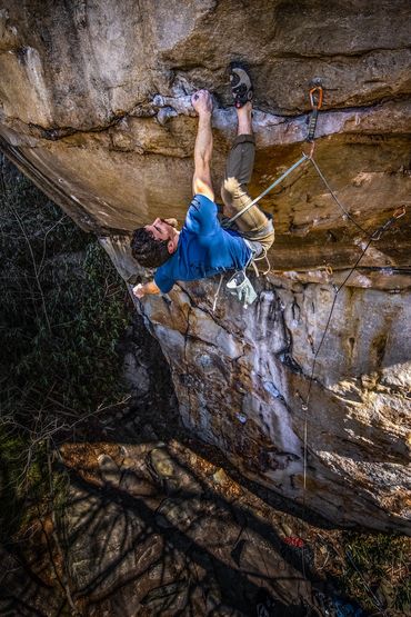 A rock climber in the New River Gorge.
