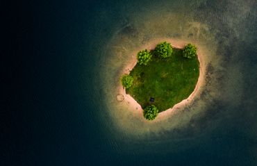 A small island in Summersville Lake.