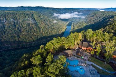 A swimming pool on the edge of the New River Gorge, WV.