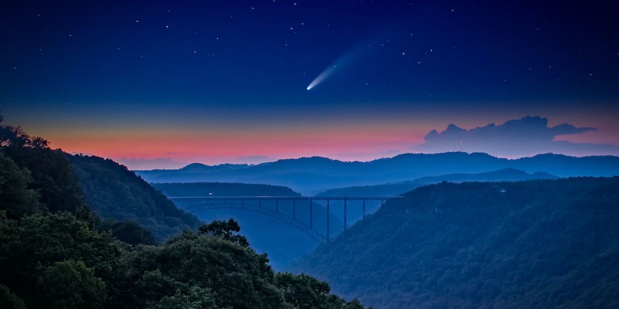 Comet Neowise over the New River Gorge Bridge.