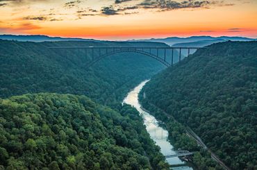 Sunset over the New River Gorge Bridge. 