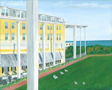 The view from the balcony of Congress Hall encompasses the Grand Lawn, the beach and the sea.