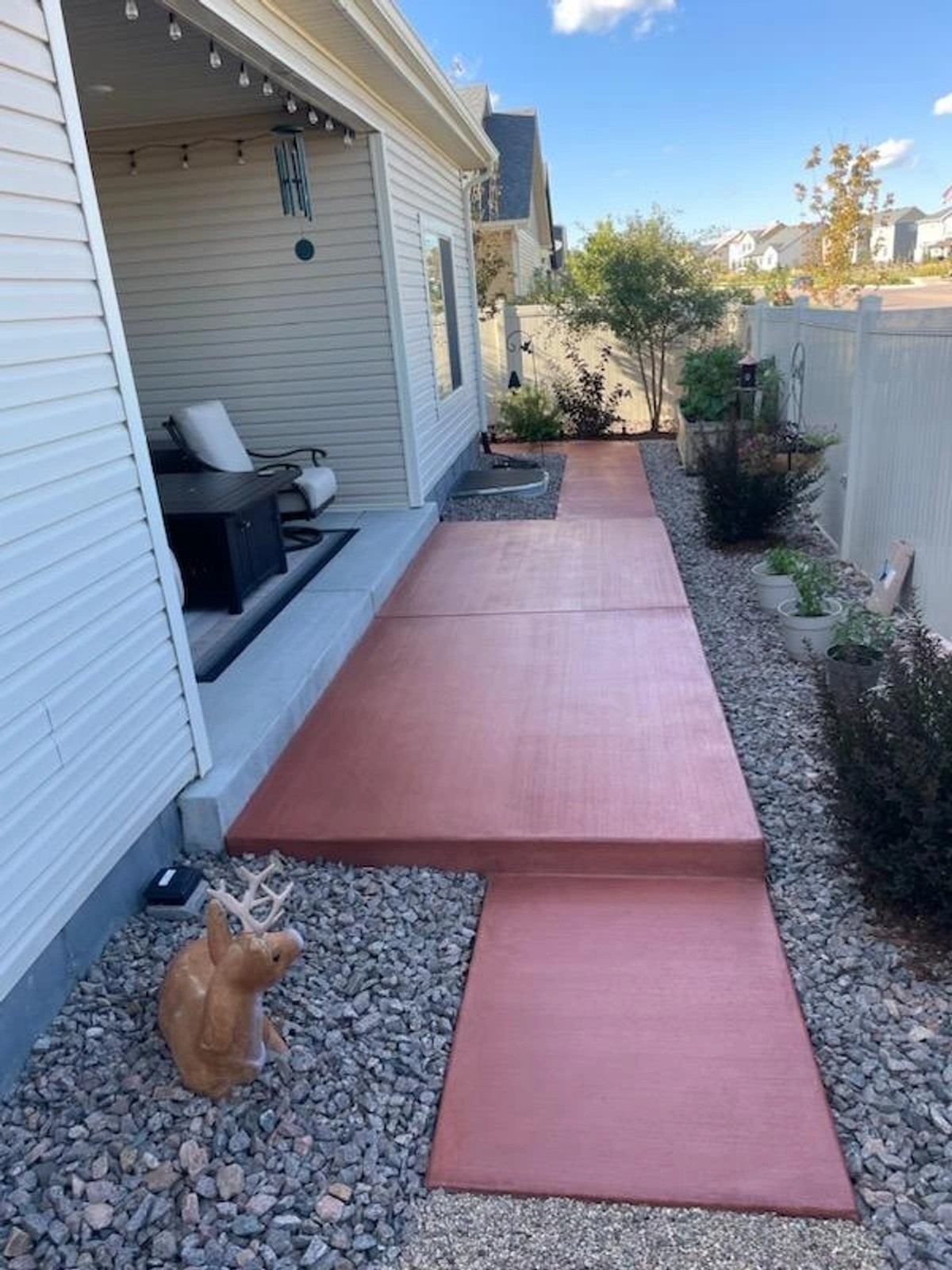 Backyard concrete slab ready for use