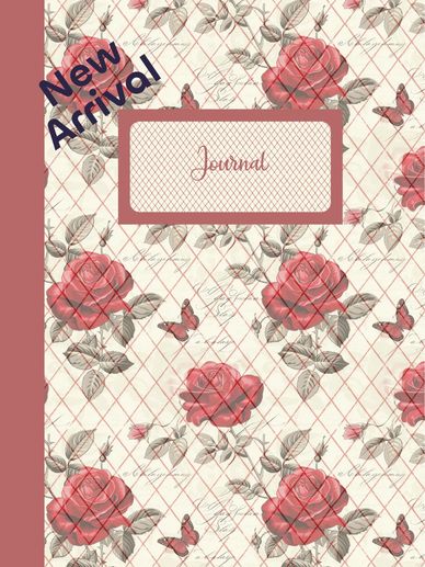Floraison Poise Elegant floral journal with vintage rose design and lined pages for writing or notes