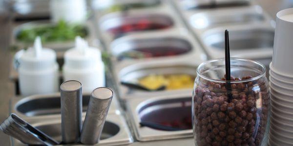 Containers of Toppings for Ice Cream Bar Stock Image - Image of