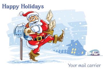 Happy Holiday Postcards for Mail Carrier with Holiday Mail