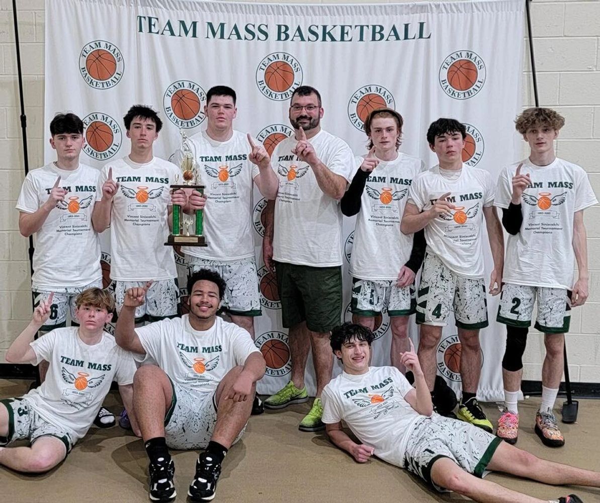 Team Mass High School Boys after winning the Vincent Siniscalchi Memorial Aau Basketball Tournament