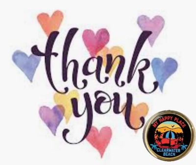 Colorful hearts surround the elegant 'thank you' text.