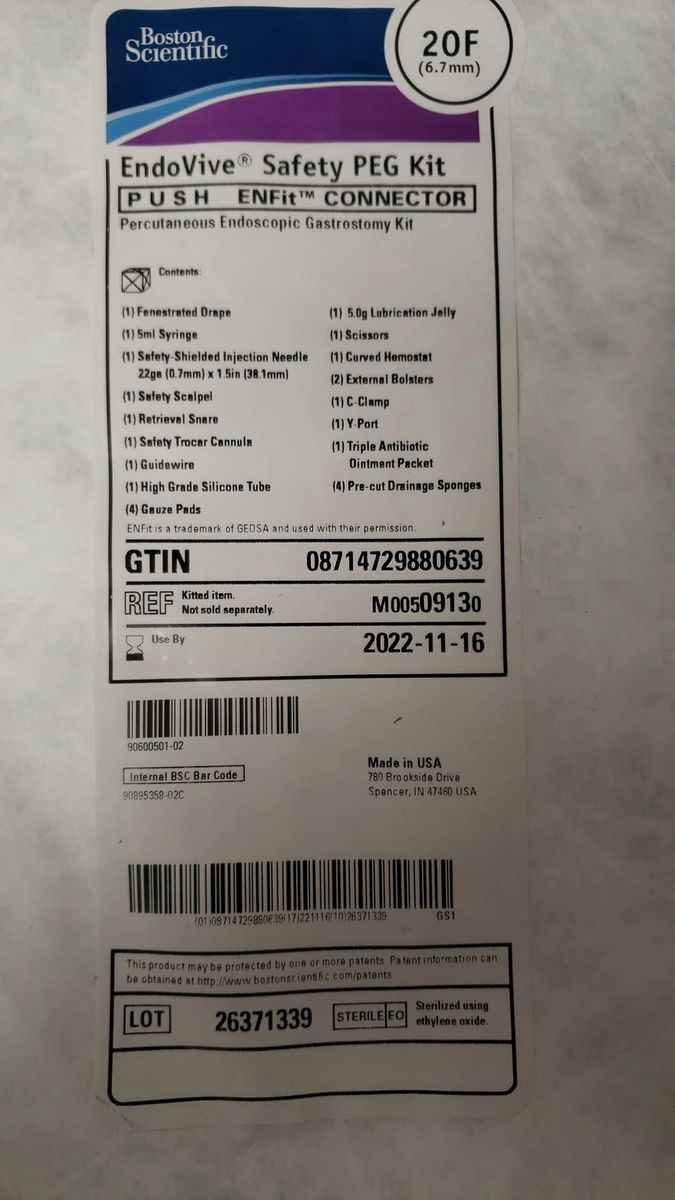 Boston Scientific 0913 EndoVive Safety PEG Kit PUSH ENFit CONNECTOR