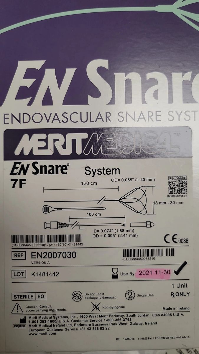 EN Snare MERIT MEDICAL EN2007030 Endovascular Snare System (X)