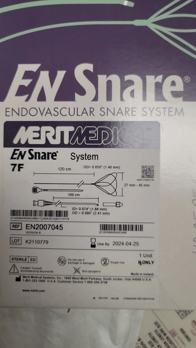 EN Snare MERIT MEDICAL EN2007045 Endovascular Snare System (In Date)