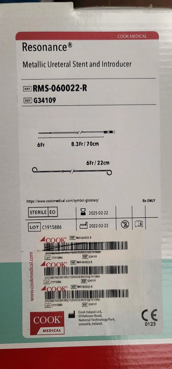 COOK MEDICAL G34109 Resonance Metallic Ureteral Stent and Introducer
