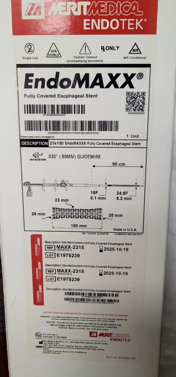 Merit Medical MAXX2315 EndoMAXX Fully Covered Esophageal Stent, 23 mm