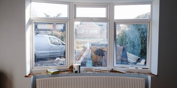 Newly fitted bay window and radiator