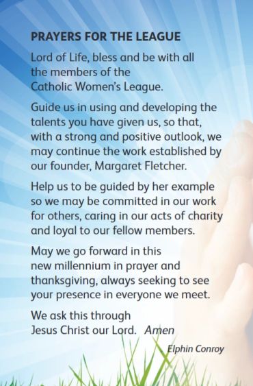 Prayer for the Catholic Women's League's guidance and commitment.