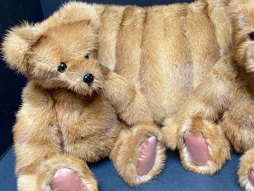 2 Mink teddies and a Mink Pillow made from owner's old fur coat