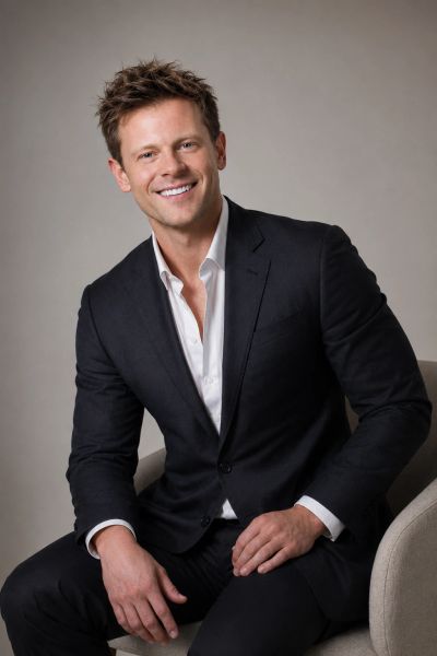 Man in a black suit smiling at the camera.