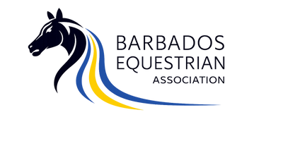 Logo of Barbados Equestrian Association with horse head and blue-yellow swoosh.