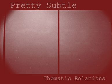 Abstract minimalist artwork with red tones and text.