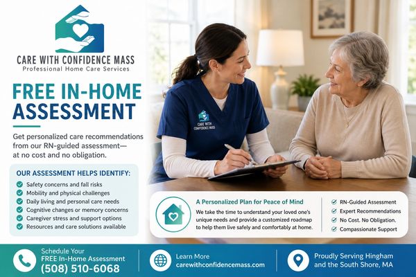Home care nurse providing personalized in-home assessment to elderly woman.