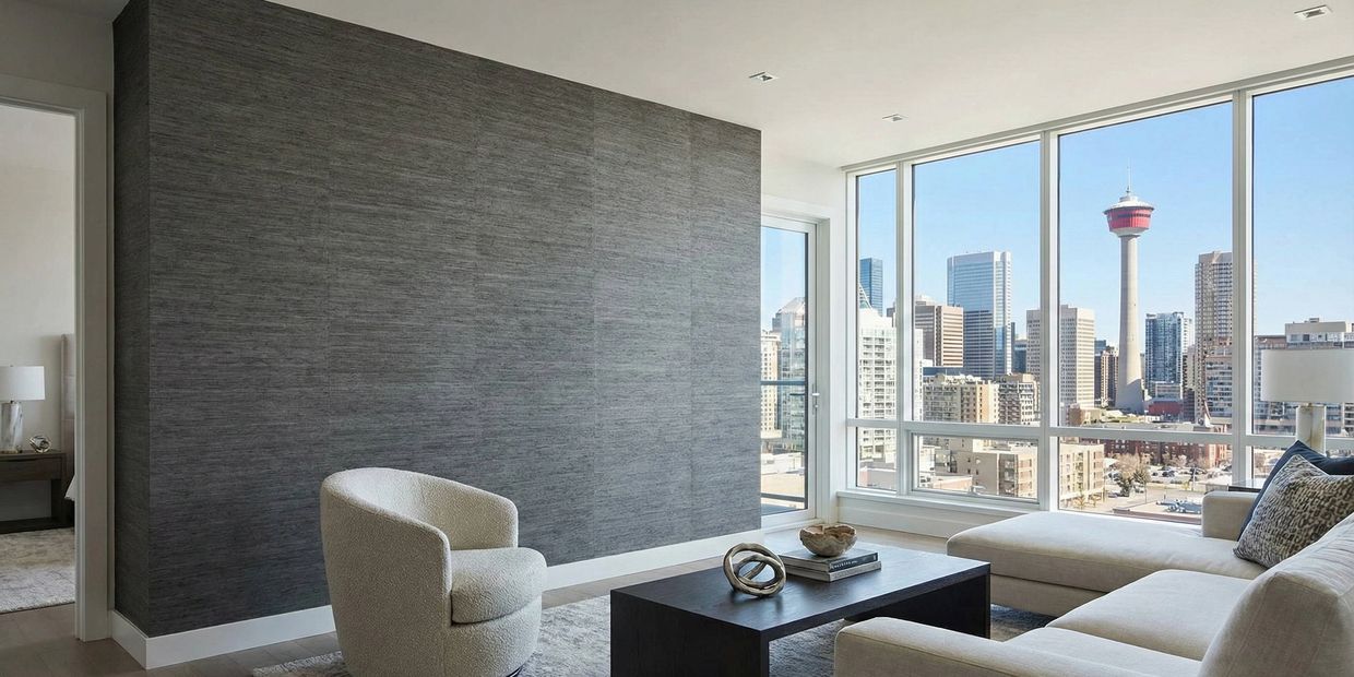 Luxury wallpaper installation in a custom Calgary Mount Royal estate home