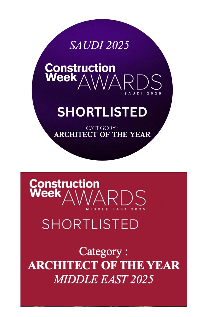 Construction Week Awards 2025 shortlisted for Architect of the Year in Saudi and Middle East.