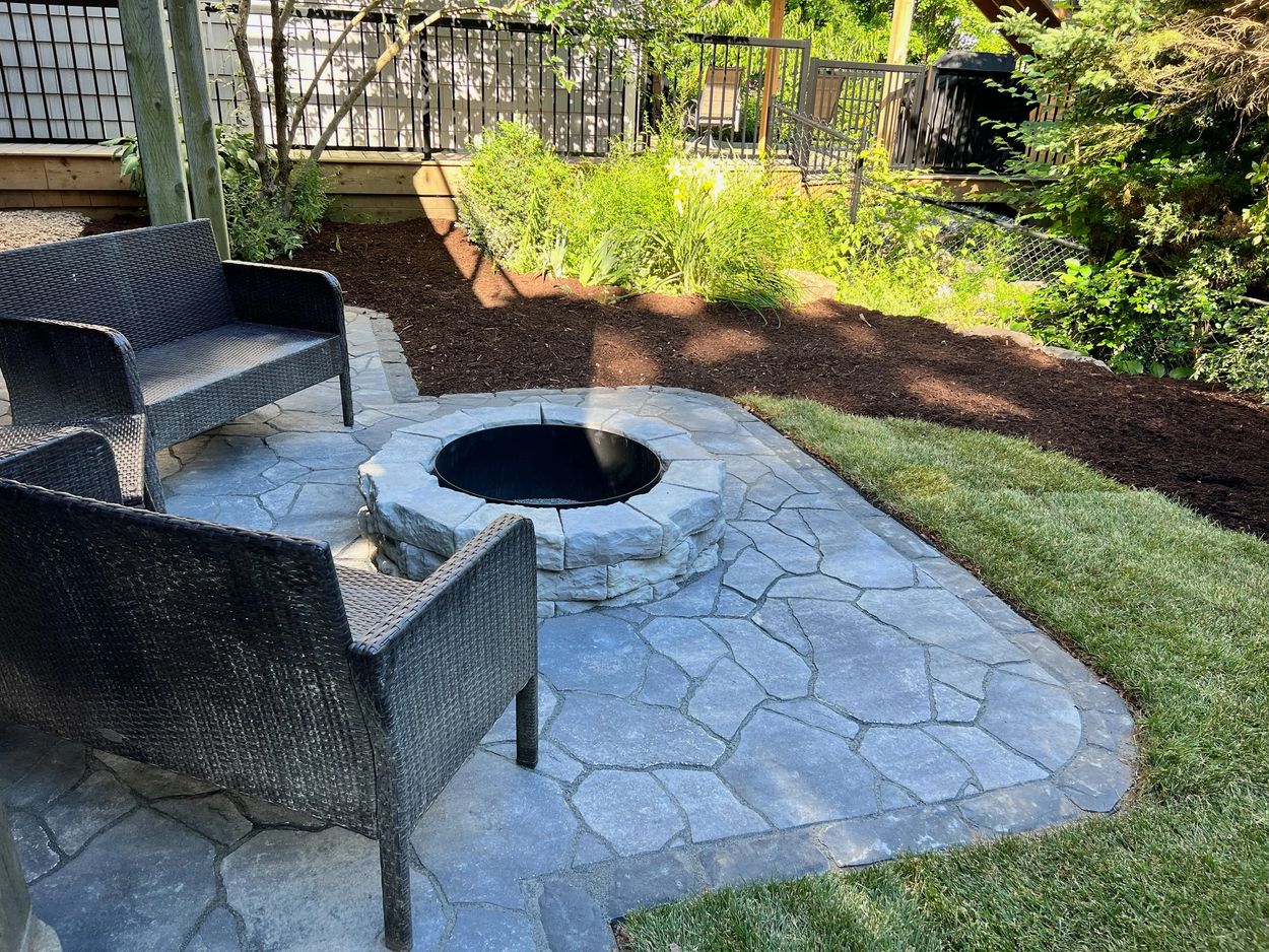 Fire pit and patio.