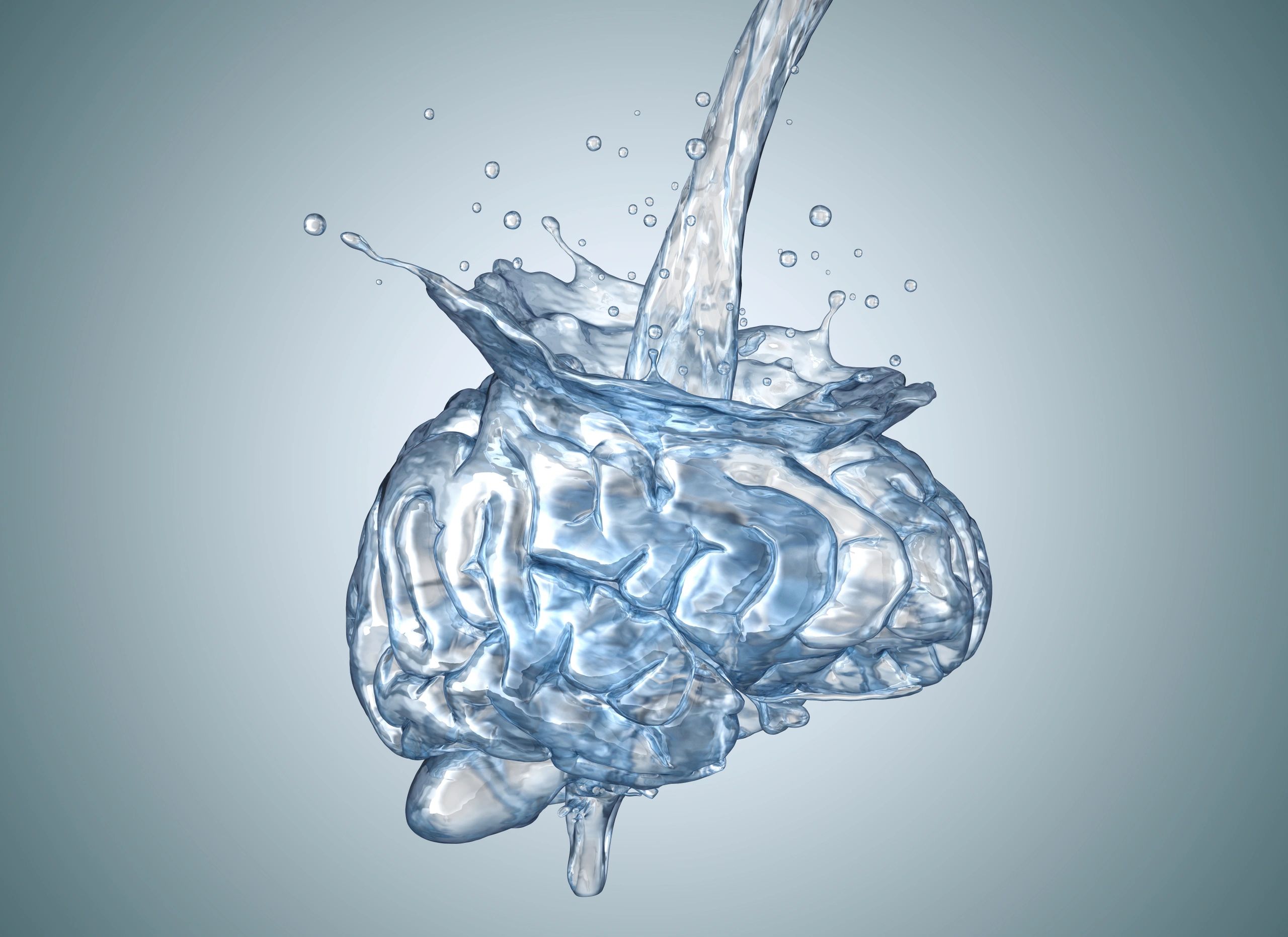 water poured into shape of a brain