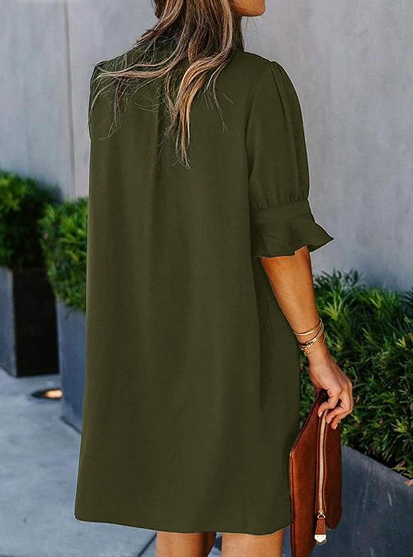 Army Green Loose Fitting Shirt Dress Army Green Loose Fitting Shirt Dress