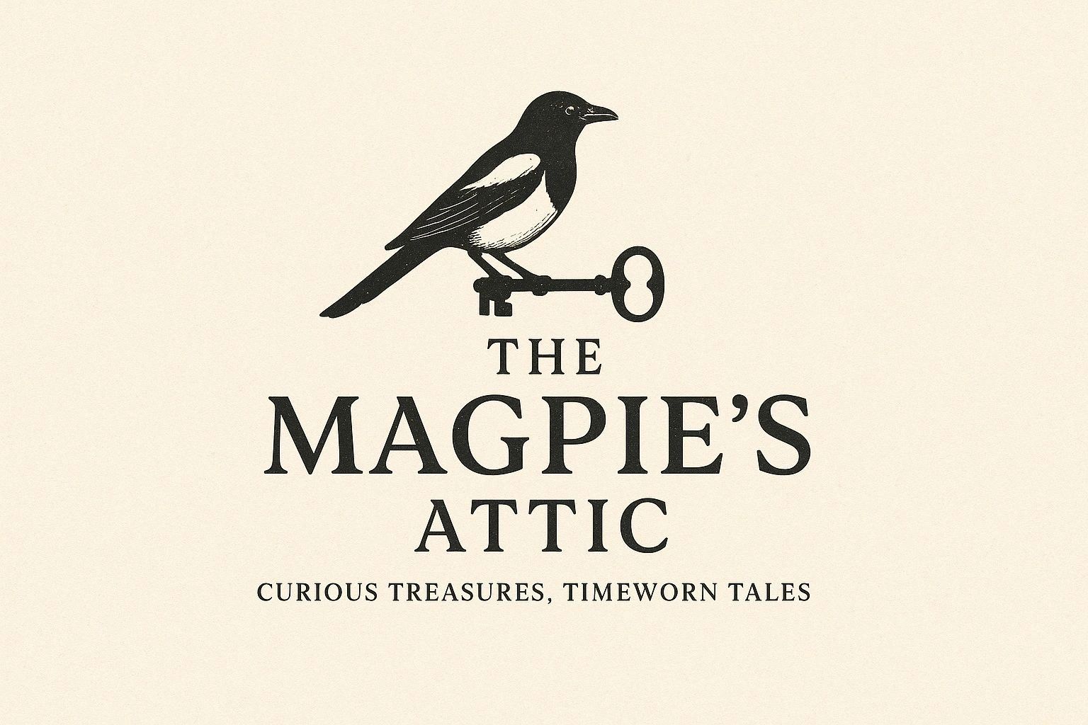 Logo of The Magpie's Attic featuring a magpie perched on a vintage key.