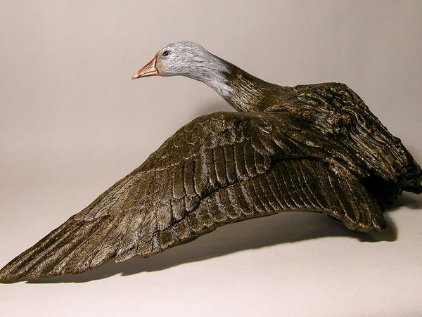 Driftwood Blue Goose Snow Goose wildlife sculpture