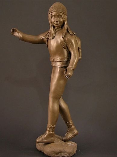 Cold cast bronze hiker girl bronze sculpture