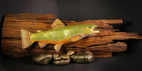 Brook Trout fishing wildlife sculpture