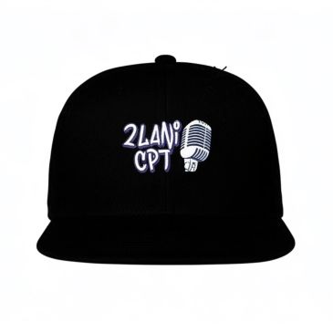 Black cap with white logo featuring a microphone and text '2LANI CPT'.