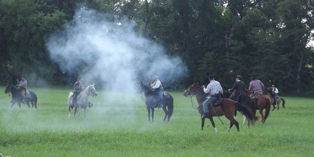 Mounted skirmish, Centralia, MO .2014. Copyright B. Wayne