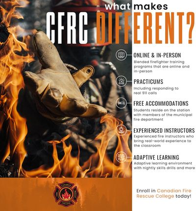 Infographic explaining what makes the CFRC different from other fire colleges