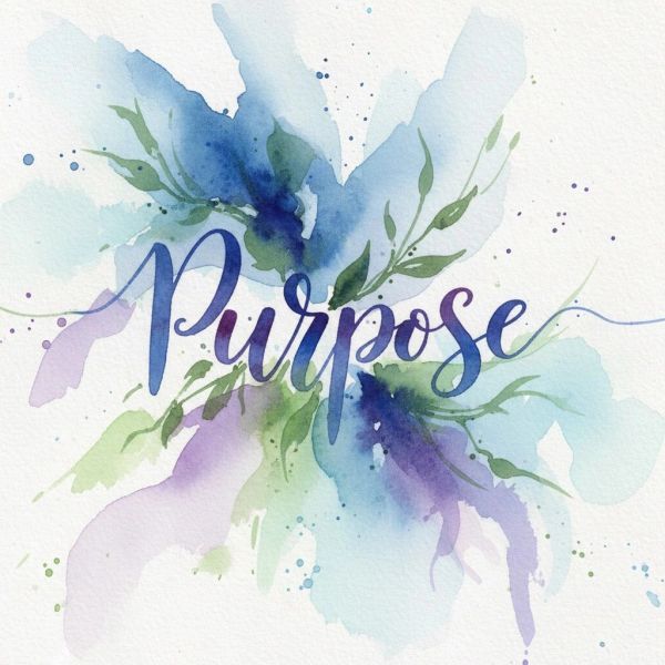 Watercolor art with the word 'Purpose'.