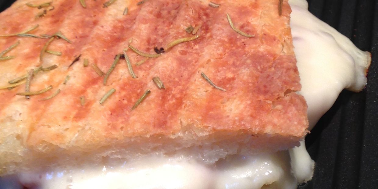 Gluten Free Tuscan Rosemary Focaccia sandwich.